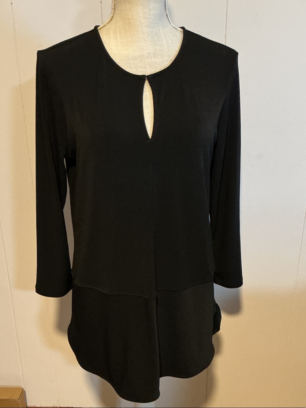 Lauren Ralph Lauren Black Long Sleeve Keyhole Tunic Dress